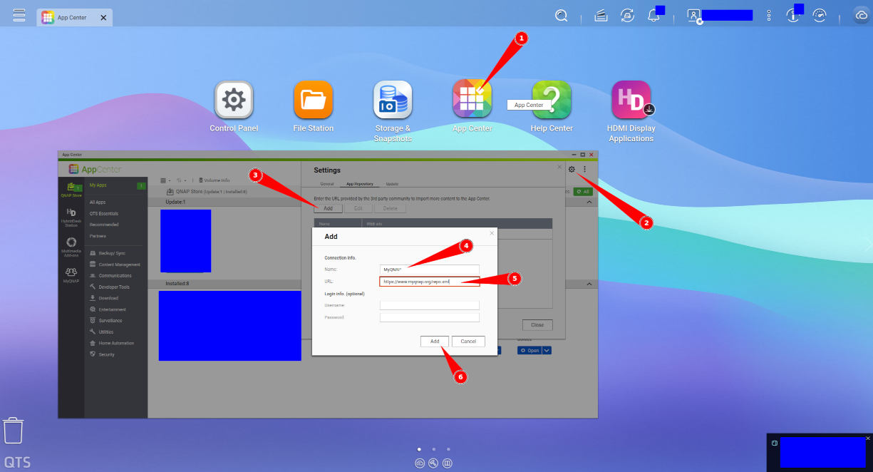 screenshot add app repository in QTS