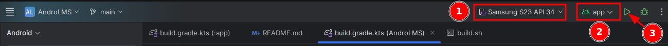screenshot Run the app in emulator