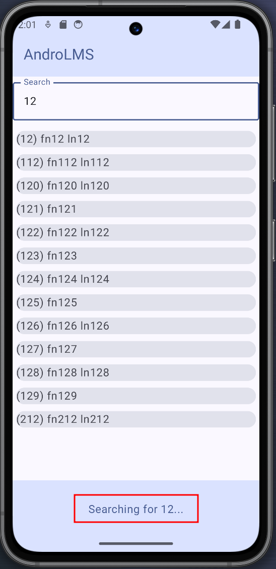 Screenshot Search string in bottom bar