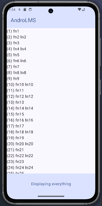 Screenshot simplistic display of a list of persons